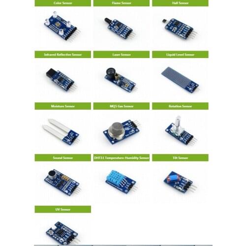 Waveshare Sensor Module Pack 13pcs in one Tens of Different Sensors in One Pack for Raspberry Pi and DIY Development