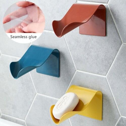 1PC Soap Holder Wall Mounted Hanging Bathroom Shower Soap Dish Shower Plates Soap Storage Drain Plastic Soap Tray Rack Wholesale