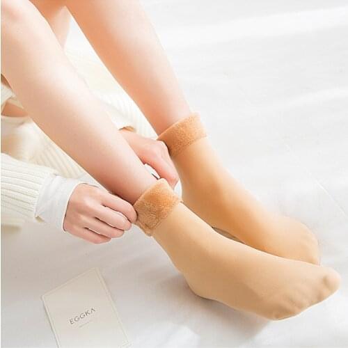 Winter Snow Socks Floor Socks Velvet Thick Shourt Stocking Women Solid Color Thermal Socks