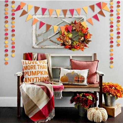 Autumn Leaves Garland Maple Leaf Garland Paper Leaf Hanging Thanksgiving Autumn Theme Birthday Party Holiday Decoration