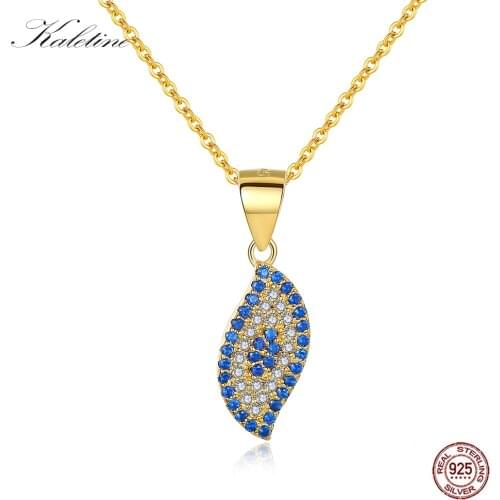 KALETINE Fashion Necklaces For Women 2018 Statement Turkish Evil Eye 925 Sterling Silver Blue CZ Woman Necklaces Jewellery Gold