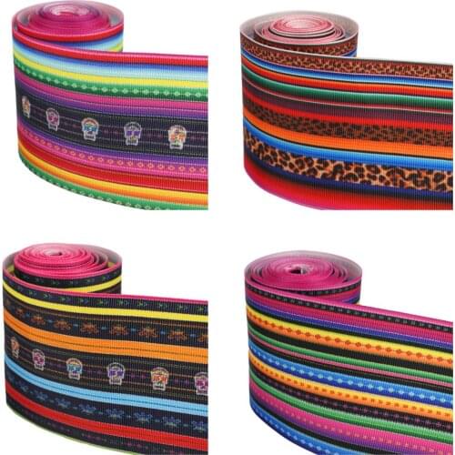 Mexico Style Printed Ribbon Grosgrain Ribbon 50Yards 16mm/25mm/38mm/50mm/75mm for DIY Wedding Accessories DIY Material