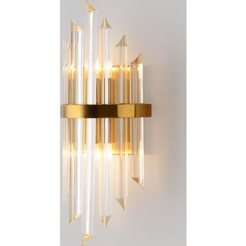 Postmodern crystal wall lamp gold wall sconce lights AC110V 220V fashion luxury lustre living room bedroom light fixtures