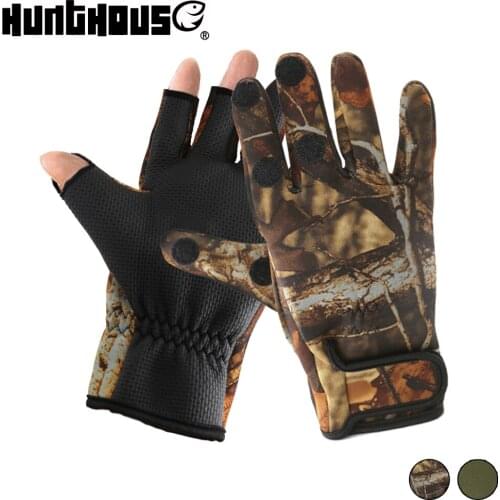 Hunthouse Fishing Gloves winter fishing Breathable Anti-Slip Glove waterproof Three Finger Cut fishing equipment sports gloves