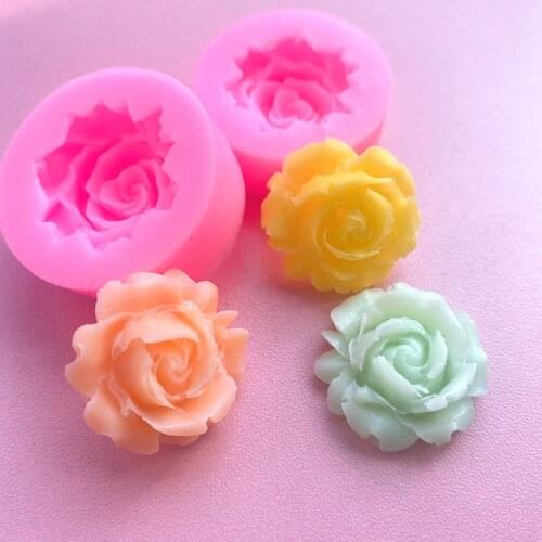 2Pcs 3D Rose Flower Shape Silicone Soap Mold Form Chocolate Cake Mold Handmade Diy Cake Fondant Decoration Soap Making Silicone