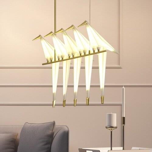 Nordic Modern Bird Lamp Paper Crane Pendant Lights Creative LED Pendant Lamp for Living Room Bedroom Beside Restaurant Bar Hotel