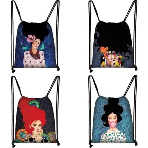 Oil Painting Retro European Painting Girls Drawstring Bag Nice Flowers Rope Bags Portable Backpack Unisex Travel Shopping Bags