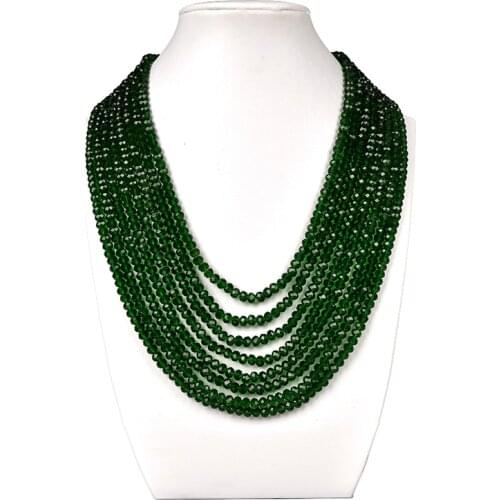 Dark Green Faceted 4*6mm multilayer Glass Crystal For Decent Necklace 17-25inch gem For Generous Female H215