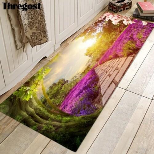 Thregost Scenic Printed Kitchen Mats Anti Slip Absorbent Doormat Modern Rugs for Bedroom Machine Washable Mat 3D Carpet