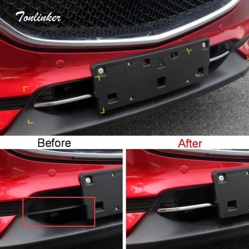 Tonlinker Cover Case Sticker for MAZDA CX5 2017-18 Car Styling 2 pcs ABS Chrome The Racing grills decoration Cover Case stickers