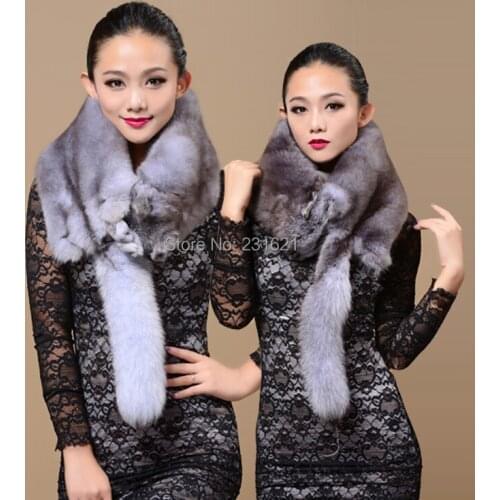 Top quality! autumn and winter womens 100% genuine Fox fur leather muffler scarf full piece fox fur scarf tb
