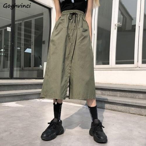 Skirts Women Hip Hop Cargo Students Streetwear Korean Style Chic Classic Elastic Waist Fashion Loose Casual Harajuku Lace-up New