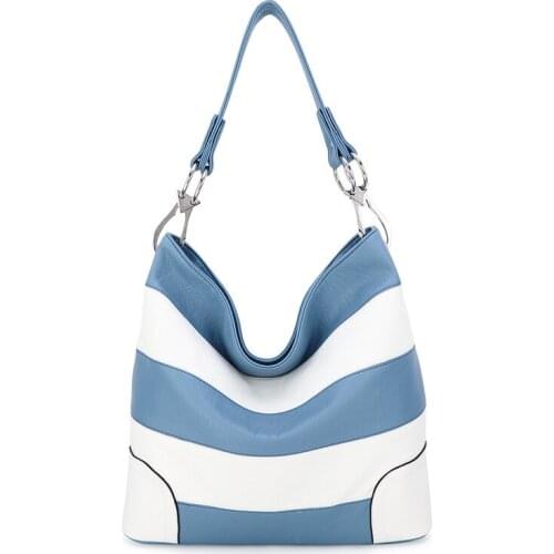 Angel Kiss Women Fashion Shoulder Bag Classic Stripe Printed Handbag Female Roomy Beach Tote