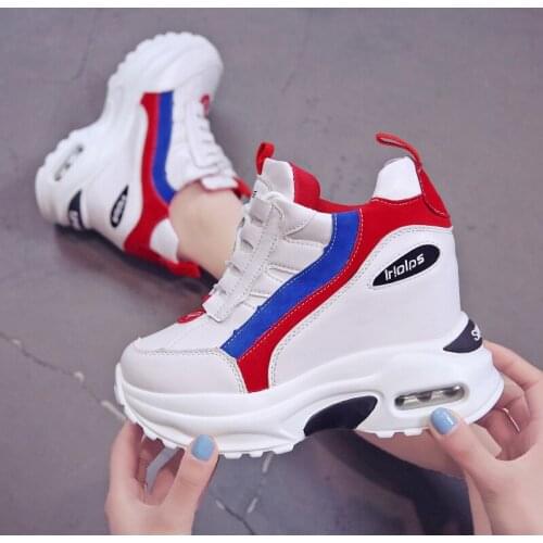 Fashion 2021 Women Ankle Boots Autumn Platform Boots Hidden Increasing Sneakers 10 CM Heels Wedge Boots Woman Breathable Shoes