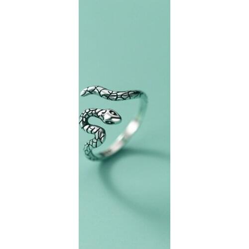 925 Sterling Silver Snake Finger Ring For Women Girls Party Birthday Punk Jewelry Anillos jz4222