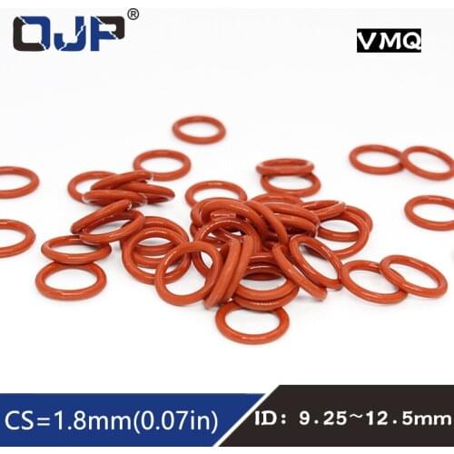 10PCS/lot Red Silicon Rings Silicone/VMQ O ring 1.8mm Thickness ID9.25/9.5/10/10.6/11.2/11.8/12.5mm Rubber O-Ring Seal Gasket