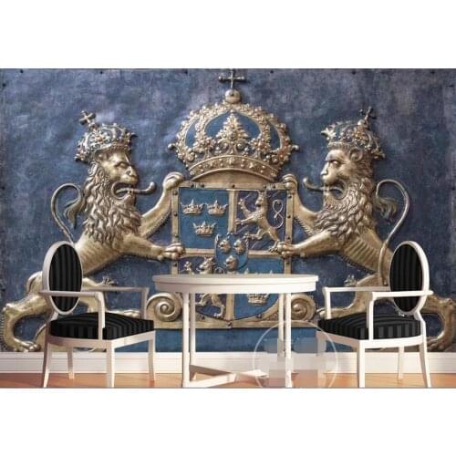 3d room wallpaper custom mural non-woven wall sticker 3 d lion crown crown royal totem painting photo wallpaper for walls 3d
