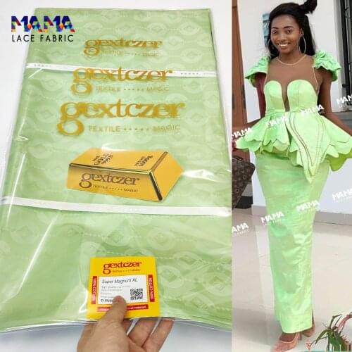 5Yards Mint Green African Lace Fabric 2021 High Quality Basin Tissu Nigerian Party Women or Man Dress Bazin Riche Sewing