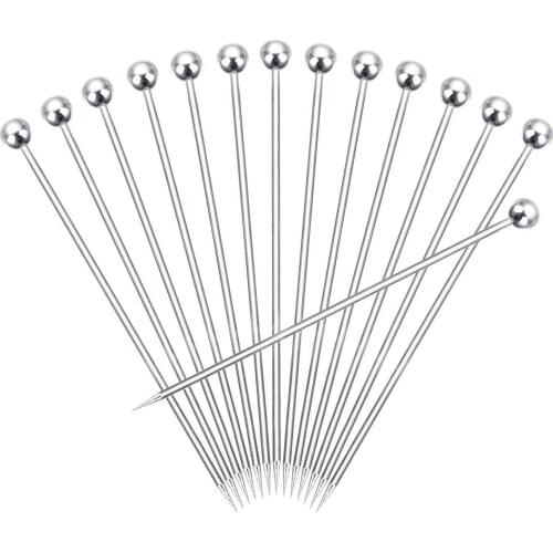 50PCS Cocktail 304 Stainless Steel Reusable Cocktail Fruit Sticks Skewers Toothpicks for Bar Home Christmas Party