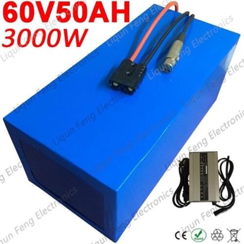 60V E Scooter Battery 60V 30Ah 35Ah 40Ah 45Ah 50Ah Lithium Battery 60V Electric Bike Battery for 2000W 3000W with 67.2V Charger