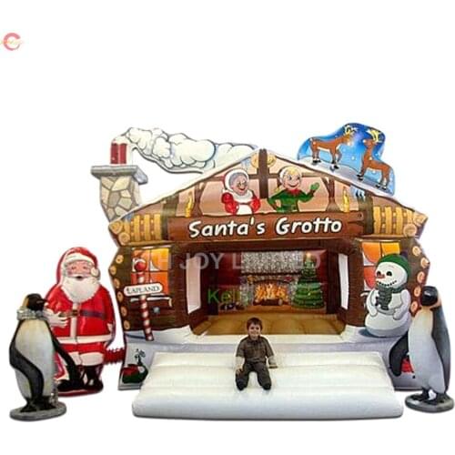 Free air shipping Xmas Inflatable Santas Grotto Christmas Inflatable House Holiday Inflatables