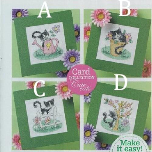 FREE Shipping DIY full set cross stitch greeting card feline friends, perfect new year greeting card