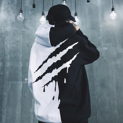Black White Splice Hoody Hoodies Oversize Hip-hop Style Swag Tyga Hoodie Autumn Winter Hoodies