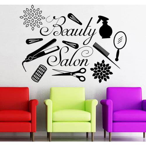 Beauty Salon Decor Hair Salon Hairdresser Wall Decals Beauty Salon Interior Art Decoration Vinyl Make Up Wall Stickers AY913