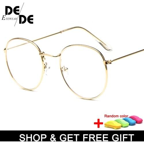 Designer Woman Glasses Optical Frames Metal Round Glasses Frame Clear lens Eyeware Black Silver Gold Eye Glass with box