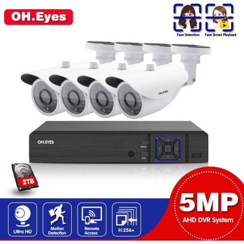 Home camera cctv system 4CH 6 in 1 AHD TVI CVI CCTV Kit 5.0MP indoor Outdoor Weatherproof Surveillance Security Camera System