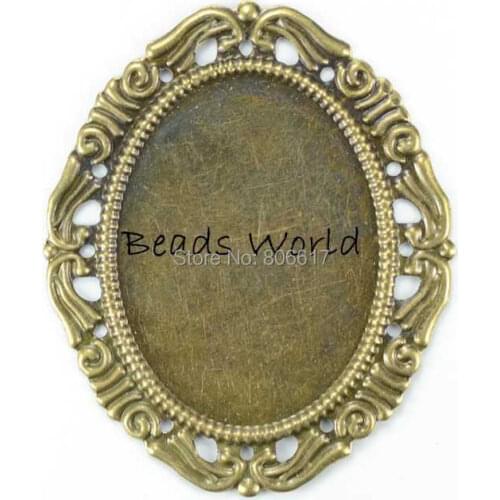 Best Quality 30 Bronze Tone Filigree Cabochon Setting Wraps Connectors Jewelry Findings (Fit 38x29mm)(W03849)