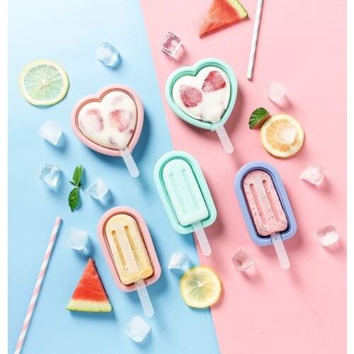 Heart Shaped Ice Cream Mold Home Silicone Ice Tray DIY Popsicle Cartoon Cute Children Make Popsicle Artifact Ice Cube Ice Box