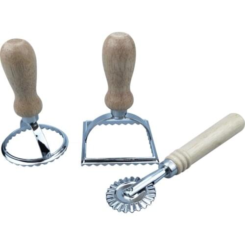 Stainless Steel Biscuit Mold Cookie Cutter Lace-Up Embossed Baking Tool Dessert Pastry Mold With Wooden Handle (Wheel Shape)