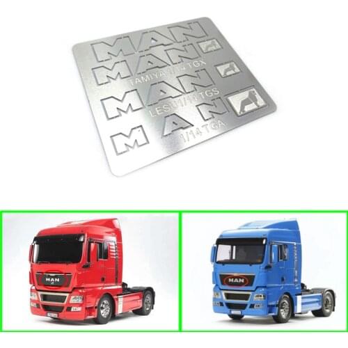 Metal Car Logo Collection Decoration for 1/14 Tamiya RC Truck Trailer Tipper MAN TGX TGS Car Diy Parts