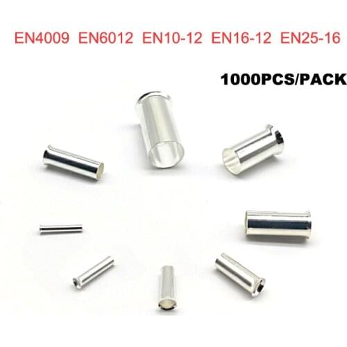 1000pcs Copper Tube Bare Cord End Terminals Electrical Crimp Naked Terminal Wire Connector EN4009 EN25-16 Cable Ferrules 12-4AWG
