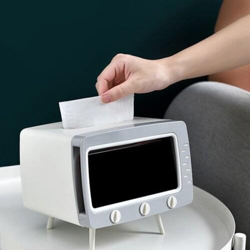 Boxes With Disposable Napkins TV Tissue Box Cover Paper Multifunctional Case With Phone Holder Home Table Accessories
