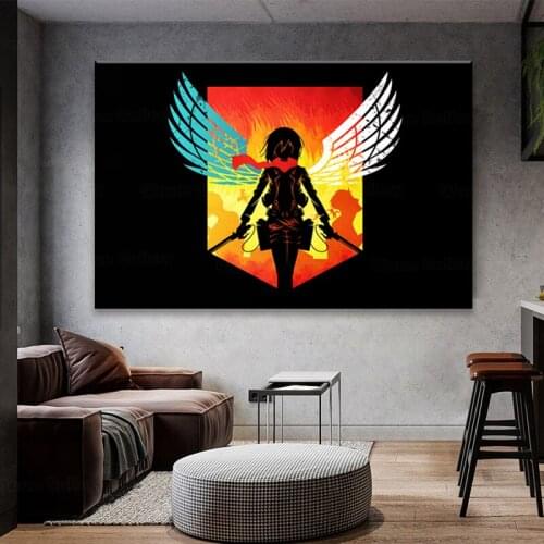 Mikasa Ackerman Attack on Titan Anime Home Decor Canvas Posters Prints Decoration Art Wall Pictures Living Room Painting
