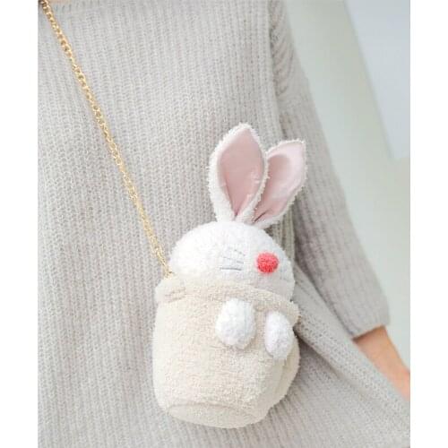 Cute Bunny Rabbit Bag Lolita Cartoon Crossbody Bag Soft Plush Toy Doll Teacup Rabbit Single Shoulder Portable Bag Girls Gifts