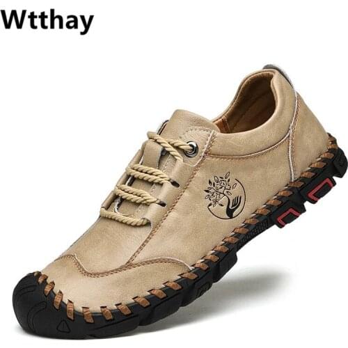 2021 New Fashion Casual Shoes Genuine Leather Lace Up Brand Shoes Luxury Business Summer Shoes Men Walking Flats Wtthay