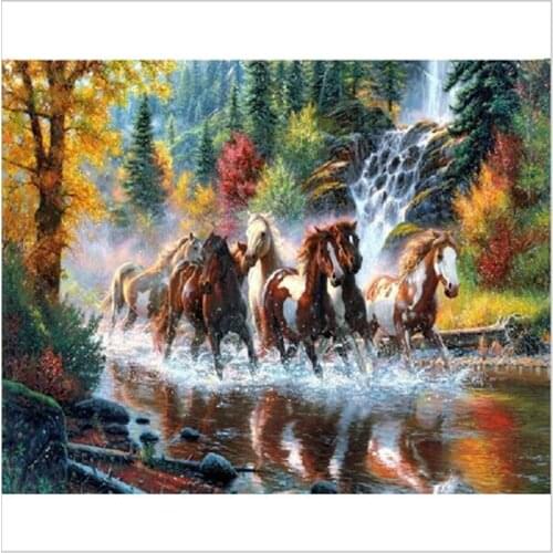 New 3D DIY Diamond Painting rhinestones set diamond Embroidery resin craft red horse river paint Cross Stitch home decor Mosaic