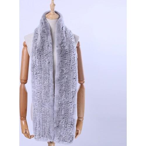 Brand New Real Rex Rabbit Fur Knitted Womens Winter Warm Scarf Scarves Wraps Russia Neck Warmer Fashion Luxury Mufflers 170cm