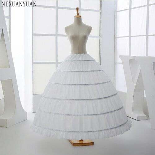 Wholesale 2021 High Quality Cheap White 6 Hoops Petticoats Plus Size Organza For Ball Gown Wedding Dresses Crinoline Underskirt