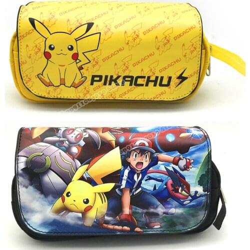 Pokemon Pikachu Pencil Cases Kids Boys Girls Students Stationery Double Layer Pencil Bags Pouch Zipper Boutique School Supplies