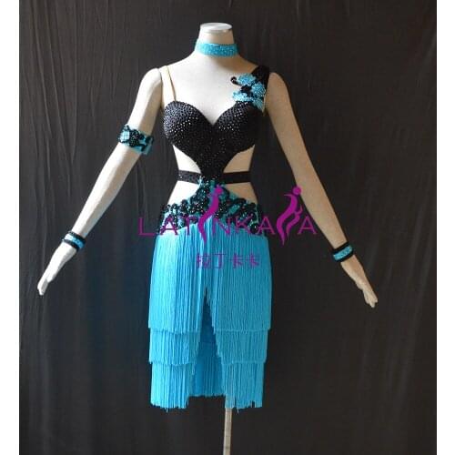KAKA-NL15131,Women Dance Wear,Beading Fringe Latin Dress,Salsa Dress Tango Samba Rumba Chacha Dress,women dance dress