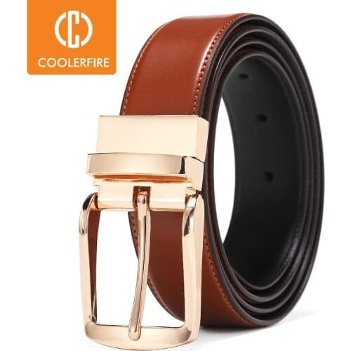 New Reversible Rotated Buckle Double sided belt Belts for Men Genuine Leather Dress Belt HQ116
