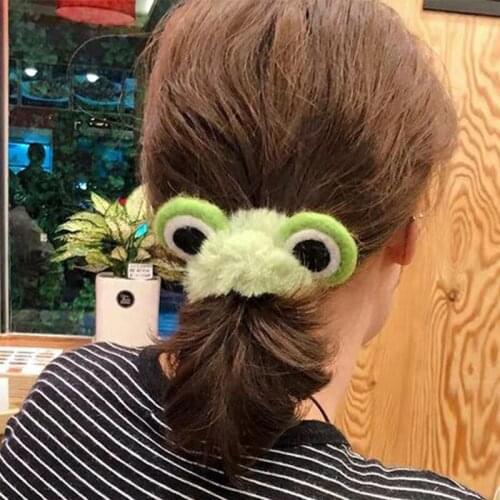 30pcs/lot DIY Simple Green Plush Frog Rubber Band Elasticity Maiden Ponytail Hair Bands Styling Tool Accessory HA1664