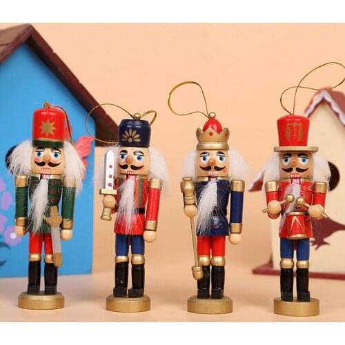 Christmas Ornaments Nutcracker Puppet Wooden Craft Kids Gifts Toys Christmas Tree Decorations Pendant Novelty 2019 New Year