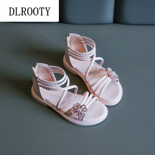 Summer Children Sandals Shoes Girls Flower Princess Kids Party Fashion Beach Zip Flat Toddler Baby Breathable Gladiator
