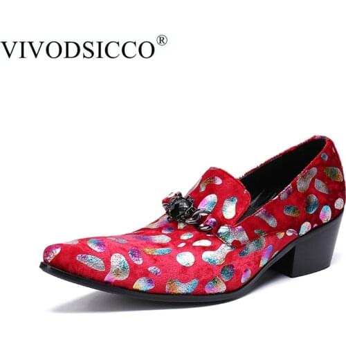 6cm High Heel Mens Dress Shoes Print Feather Colors Pointed Toe Heighten Wedding Shoes Gents High-Heeled Party Leather Shoes