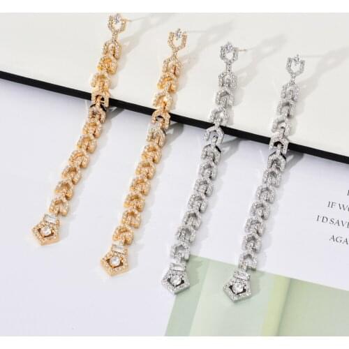 Euro-American fashion star long Zircon Earrings women/girls wedding party dress Jewelry Earrings